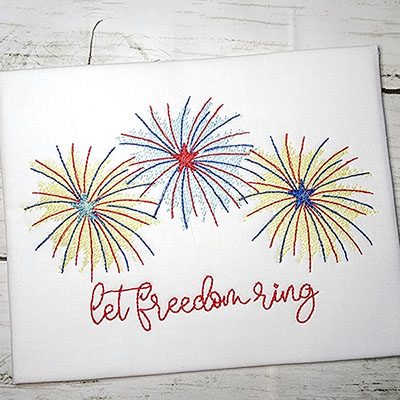 fireworks fourth july machine embroidery scribble design